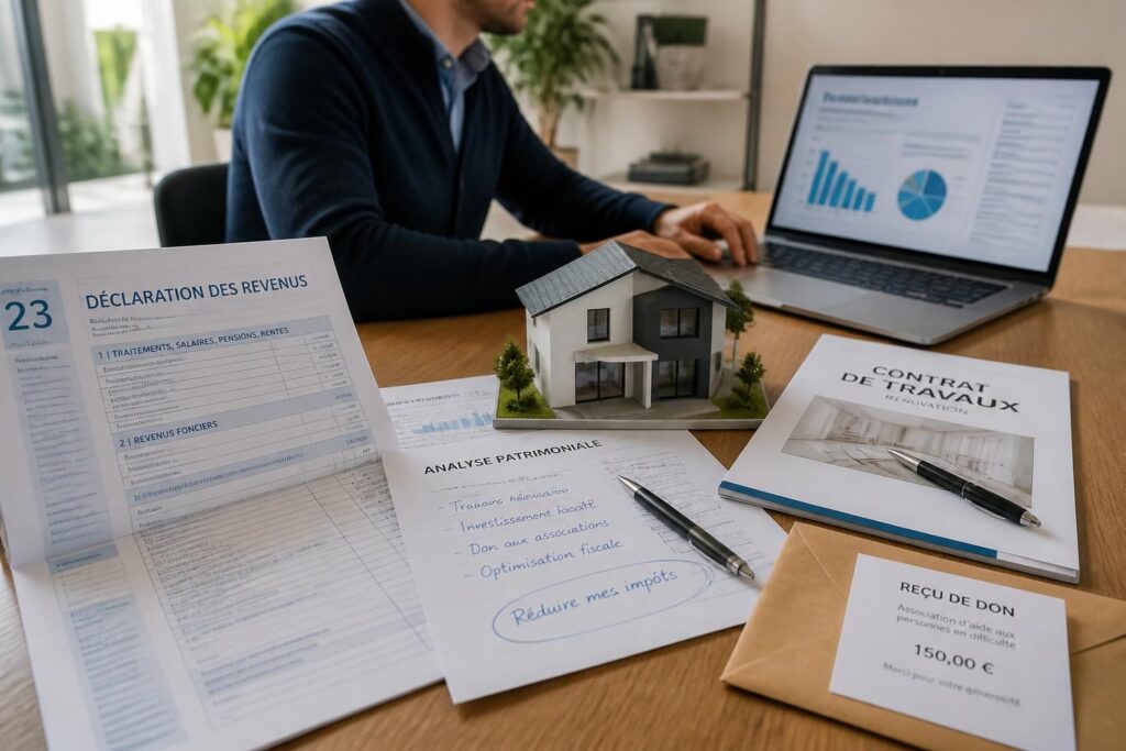 découvrez comment optimiser vos dons, travaux et investissements immobiliers pour réduire efficacement vos impôts grâce à nos conseils en défiscalisation.